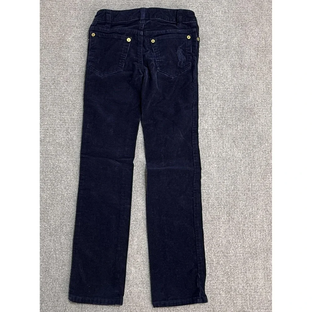 Ralph Lauren Pants Kids 7 Blue‎ Corduroy Slim Fit Chino Stretch Zip Pockets